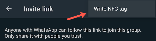 Write WhatsApp group link to NFC tag
