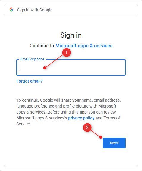 Gmail's account name field.