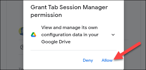 allow the extension to access its data in drive