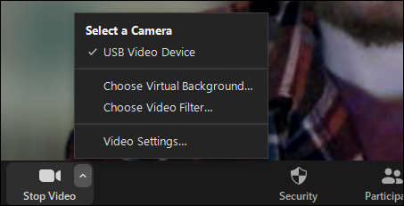 USB webcam in zoom