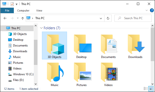 File Explorer showing &quot;3D Objects&quot; under This PC.