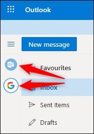 The Outlook and Gmail buttons in the sidebar.