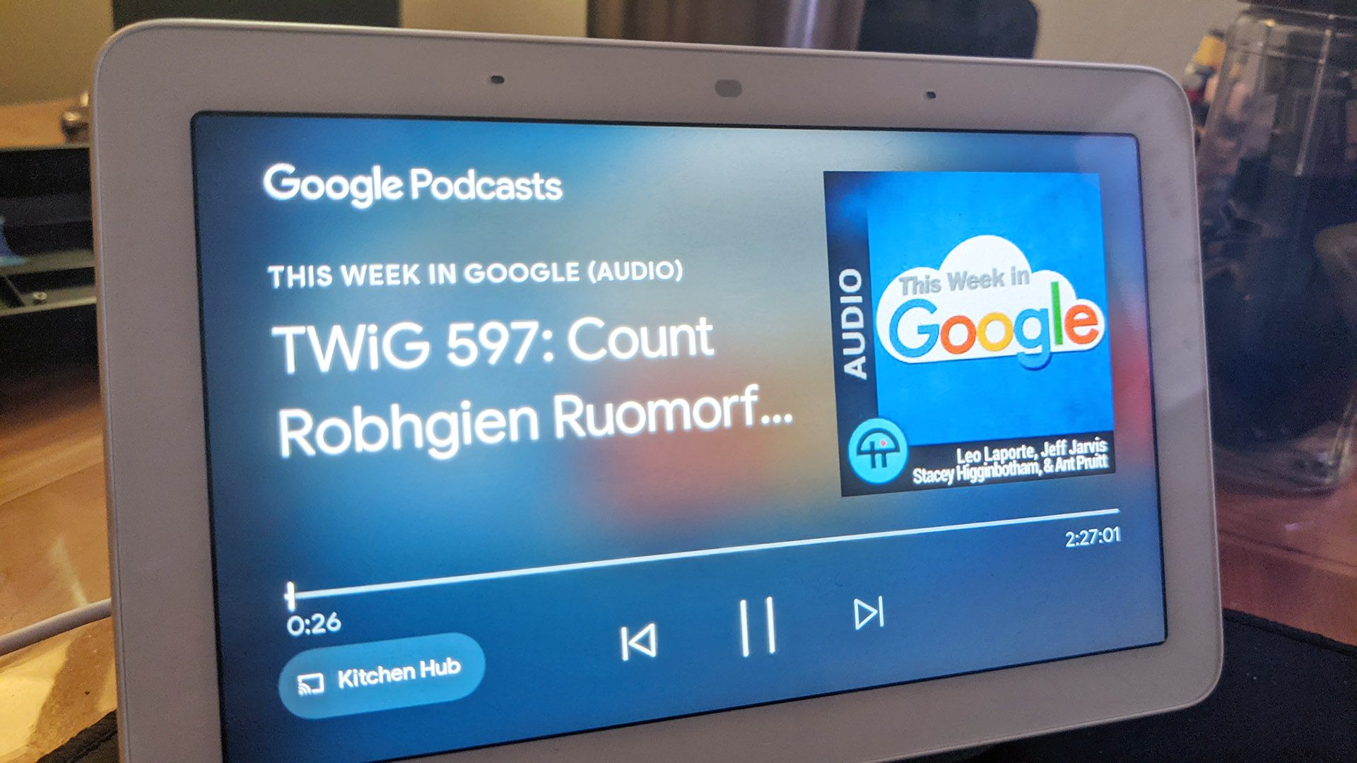 Google Podcasts on the Google Home screen