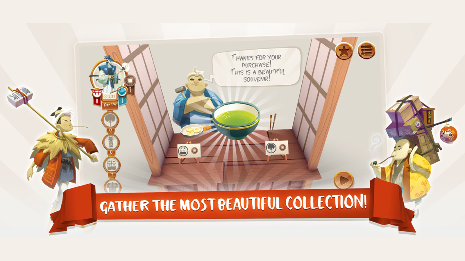You'll gather a collection of artifacts and artwork during Tokaido