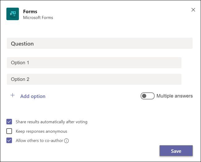 The &quot;Forms&quot; panel before a question is added.