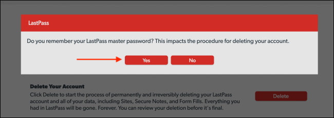 Click Yes From Remember Master Password Popup