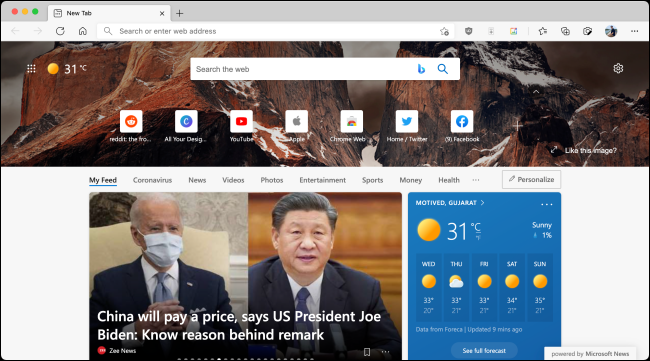 Default Start Page in Microsoft Edge