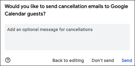 Choose to send email cancellation