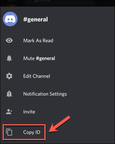 To copy channel or message IDs, press and hold the channel name or message, then tap the &quot;Copy ID&quot; option.