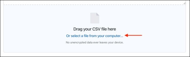 Drag Files or Select CSV