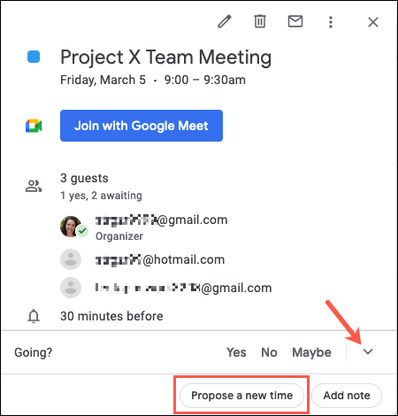 How to Propose a New Time for a Google Calendar Event