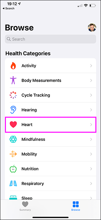 health app heart highlighted