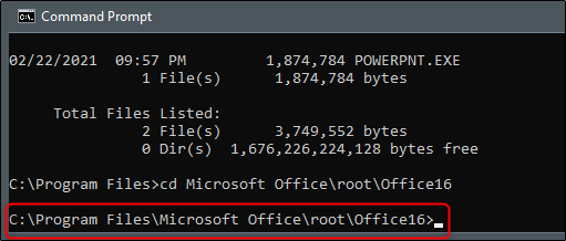 Inside the directory containing powerpnt.exe