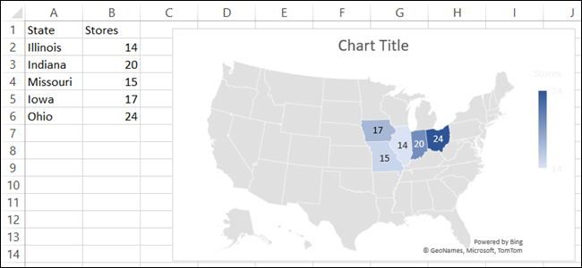 Map Chart in Microsoft Excel