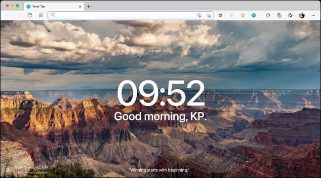 New Momentum Start Page on New Tab in Microsoft Edge