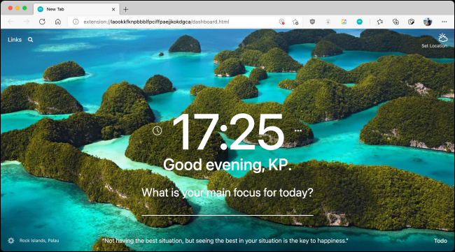 New Start Page Installed in Microsoft Edge
