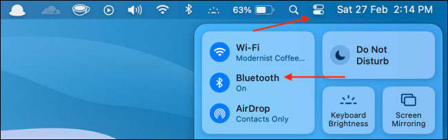 Open Bluetooth from Control Center
