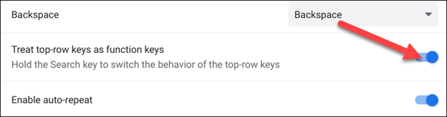 toggle on use top row as function keys