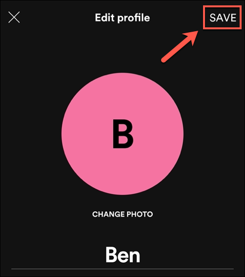 After removing a Spotify profile picture, tap "Save" to save your choice.