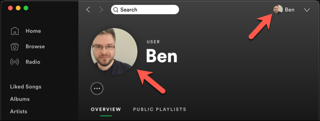 An example of an updated Spotify profile picture in the Spotify desktop client.
