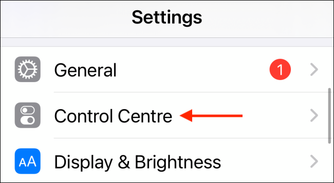 Choose Control Center from Settings