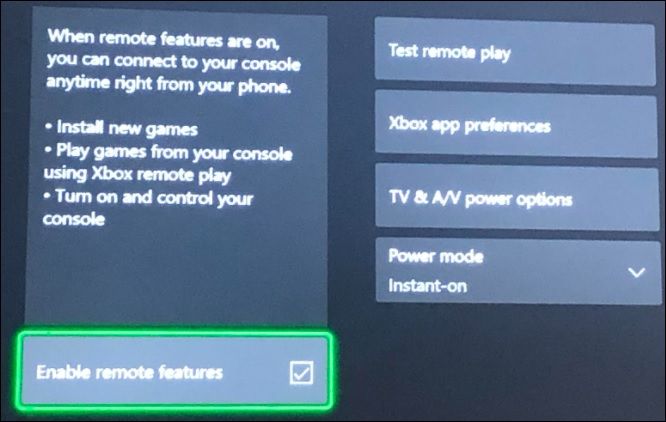 enable xbox series x remote features