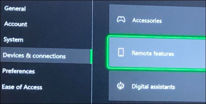 where to find remote features in xbox settings