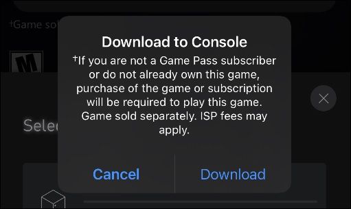 xbox app game download confirmation popup
