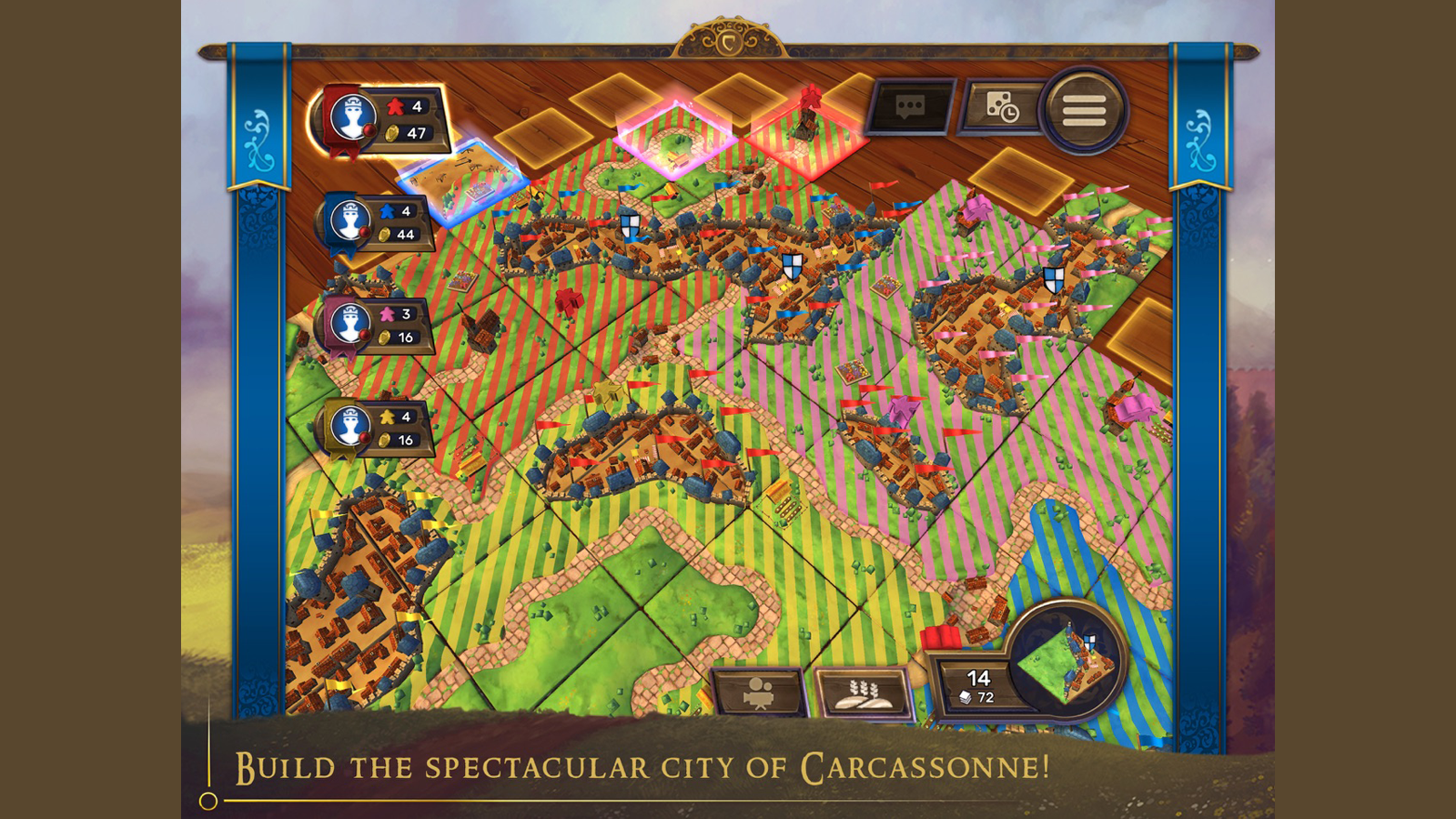 Carcassonne sample gameplay with tiles