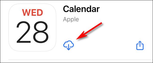 Tap the iCloud download icon to download Calendar from the App Store.
