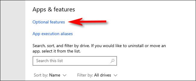 In "Apps & features," click "Optional features."