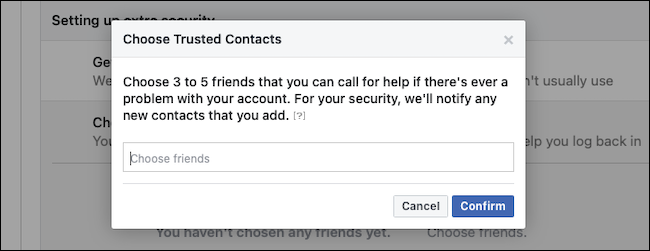 Confirm Facebook trusted contacts