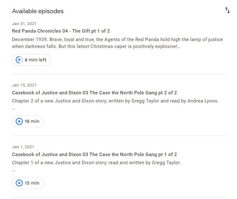 Google Podcasts web interface