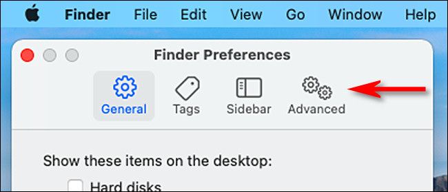 In Finder Preferences, click "Advanced."