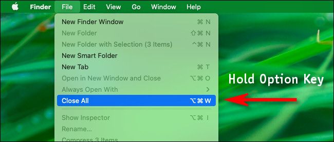 In Finder, click "File" in the menu bar while holding down option to see the "Close All" option.