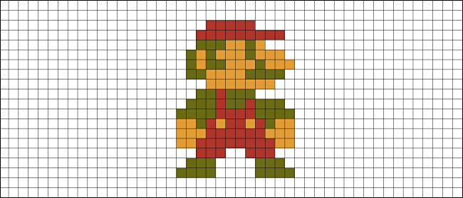 A bitmap of Mario from Super Mario Bros. on the NES.