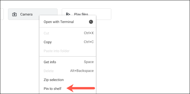 Click Pin to Shelf on Chromebook