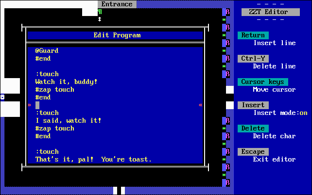 A screenshot of the ZZT-OOP programming language
