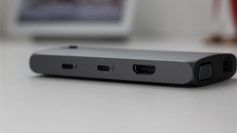 The USB-C input, outpout, and HDMDI ports