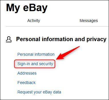 ebay's &quot;Sign-in and security&quot; menu option.