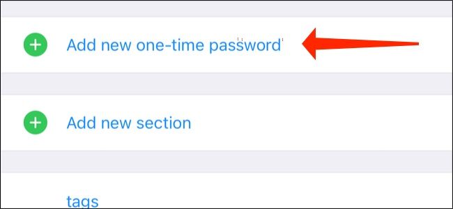 Tap "Add new one-time password"