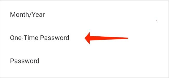 Tap "One-time password"