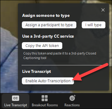 enable live transcription