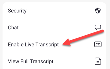 enable live transcript