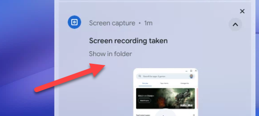 Click the notification to go to the recording file.