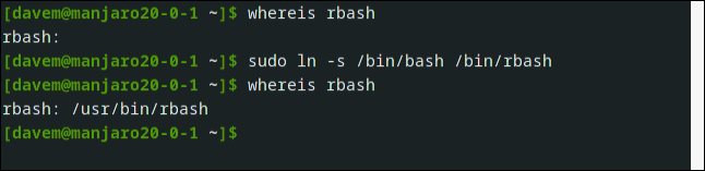 sudo ln -s /bin/bash /bin/rbash in a terminal window