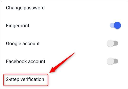 The &quot;2-step verification&quot; option on eBay's menu.