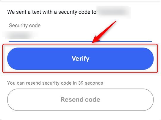 The code entry textbox and the &quot;Verify&quot; button