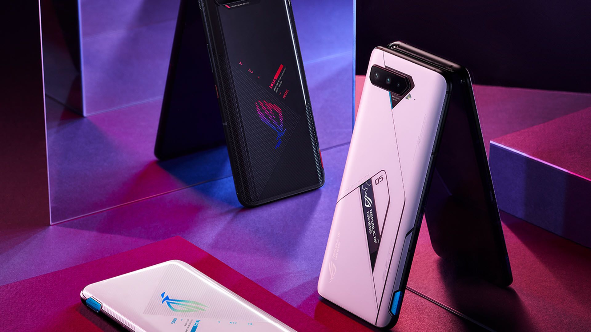 The backside of a ASUS ROG 5 Phone displaying a small OLED screen