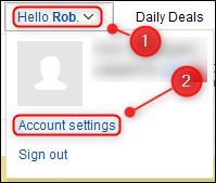 eBay's &quot;Account settings&quot; menu option.